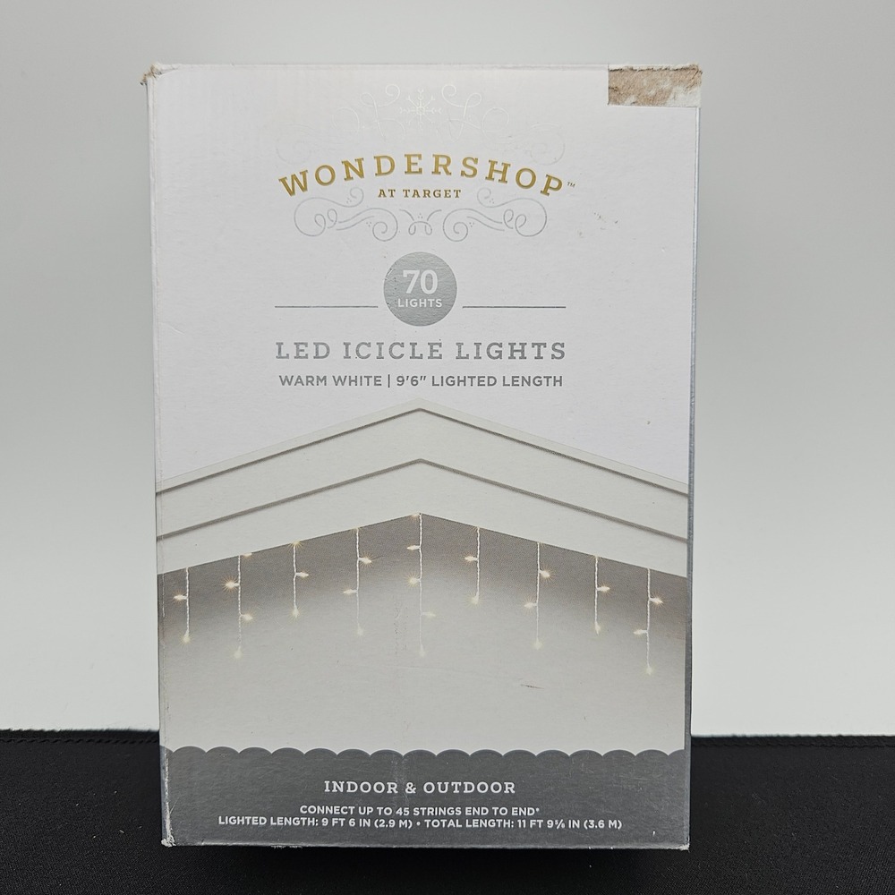 Wondershop LED Icicle Lights 70 Count Warm White White Wire Indoor Outdoor 9.5ft